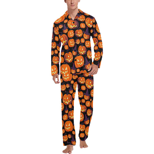Halloween Pumpkin pattern Men's Long Pajama Set