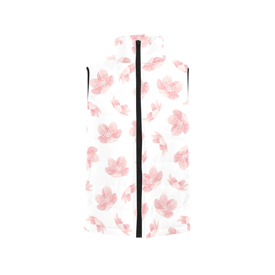 Pink sakura cherry blossom pattern Women's Padded Vest