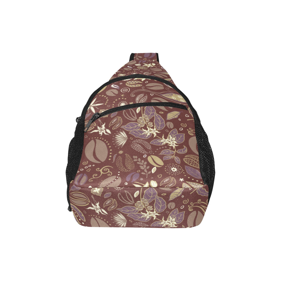 Coffee bean flower pattern All Over Print Chest Bag
