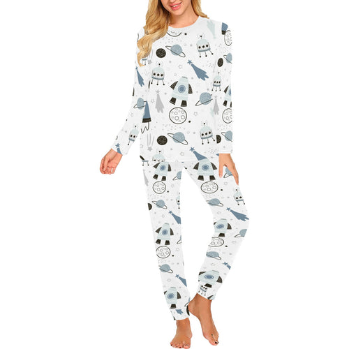 Hand drawn space elements space rocket star planet Women's All Over Print Pajama Set
