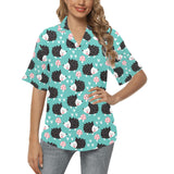 Hedgehog Pattern Print Design 03 Women's All Over Print Hawaiian Shirt