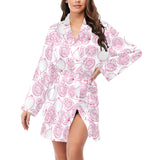 Sketch guava pattern Women's Long Sleeve Belted Night Robe