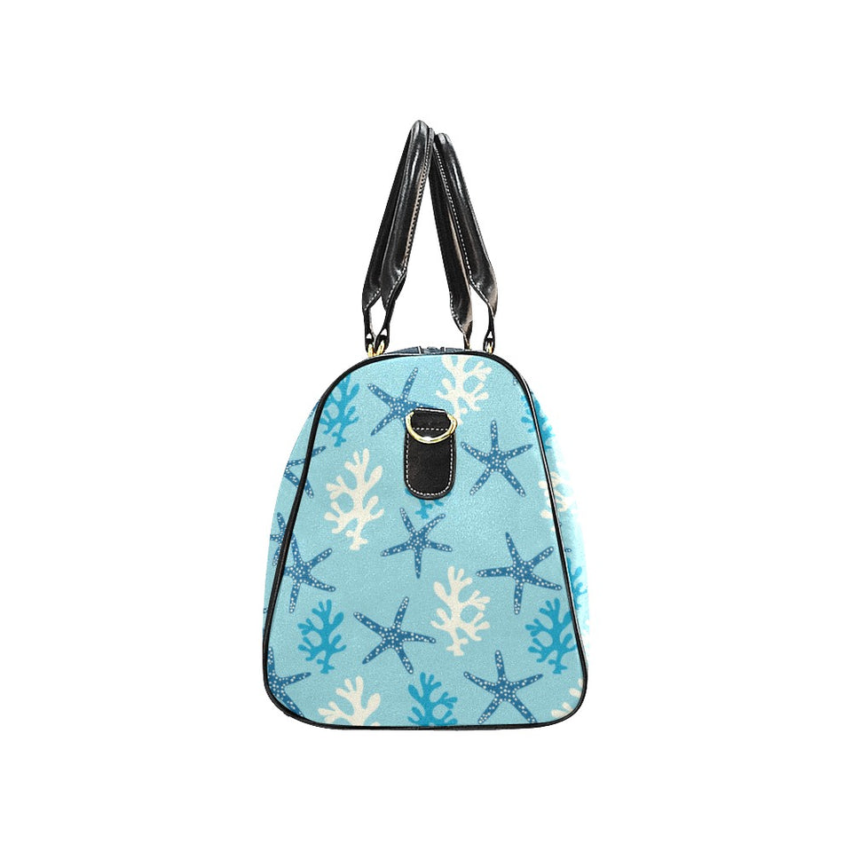 Blue starfish coral reef pattern Travel Bag