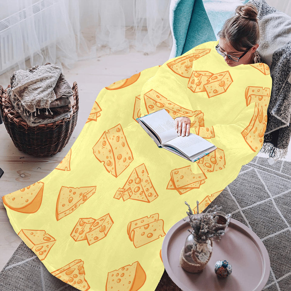 Cheese design pattern Blanket Robe with Sleeves