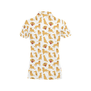 Golden Retriever Pattern Print Design 05 Women's All Over Print Polo Shirt