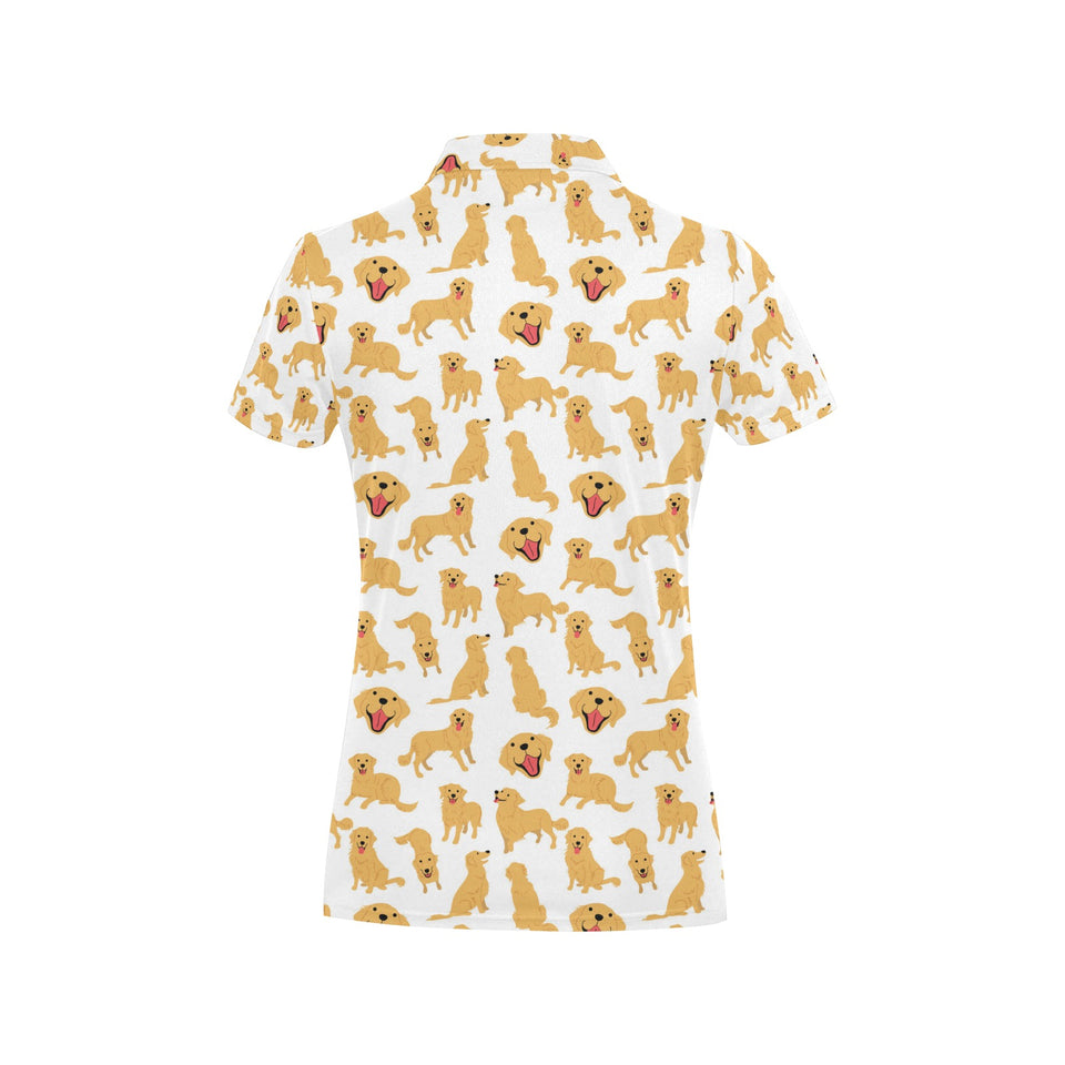 Golden Retriever Pattern Print Design 05 Women's All Over Print Polo Shirt