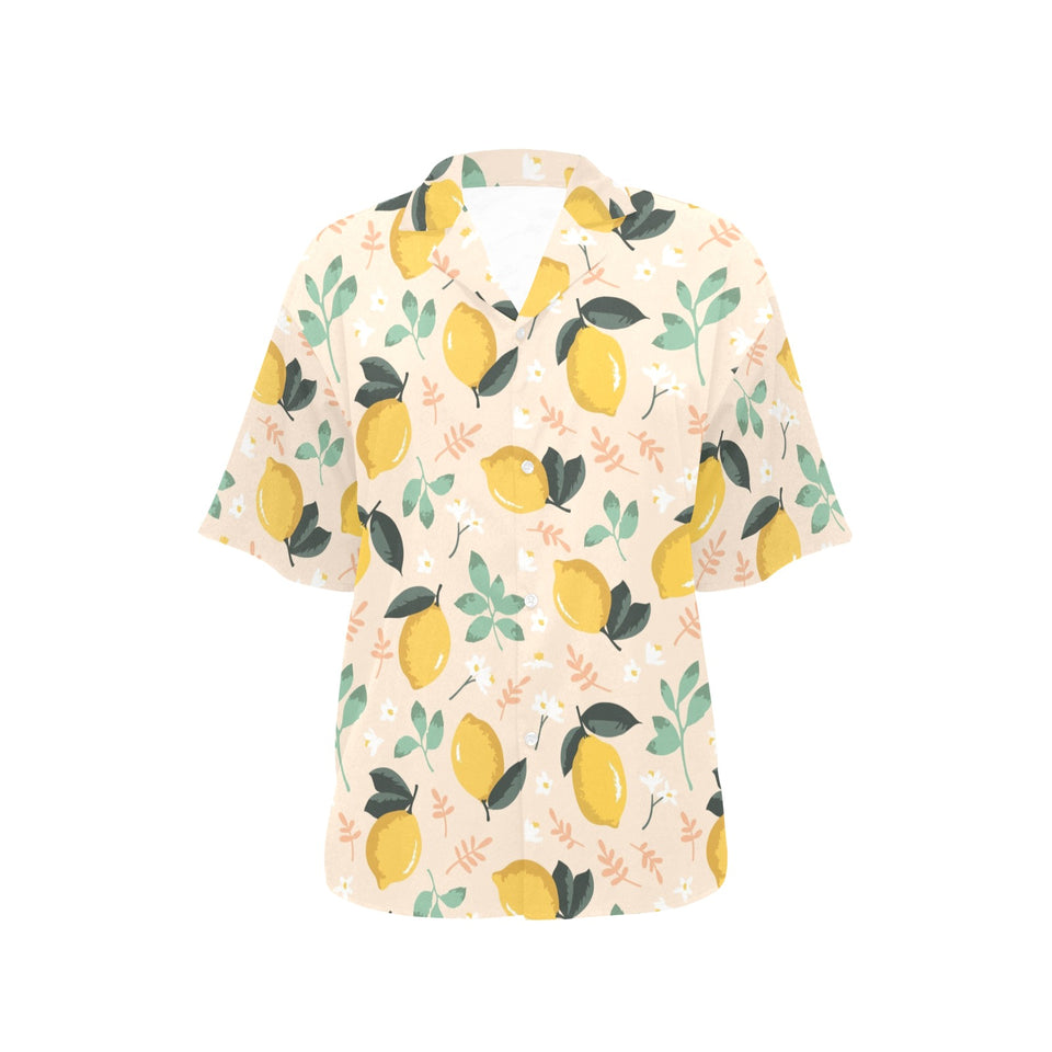 lemon flower leave pattern Women's All Over Print Hawaiian Shirt