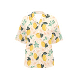 lemon flower leave pattern Women's All Over Print Hawaiian Shirt