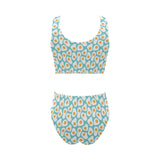 Fried Eggs Pattern Print Design 04 Chest Bowknot High Waisted Bikini Swimsuit