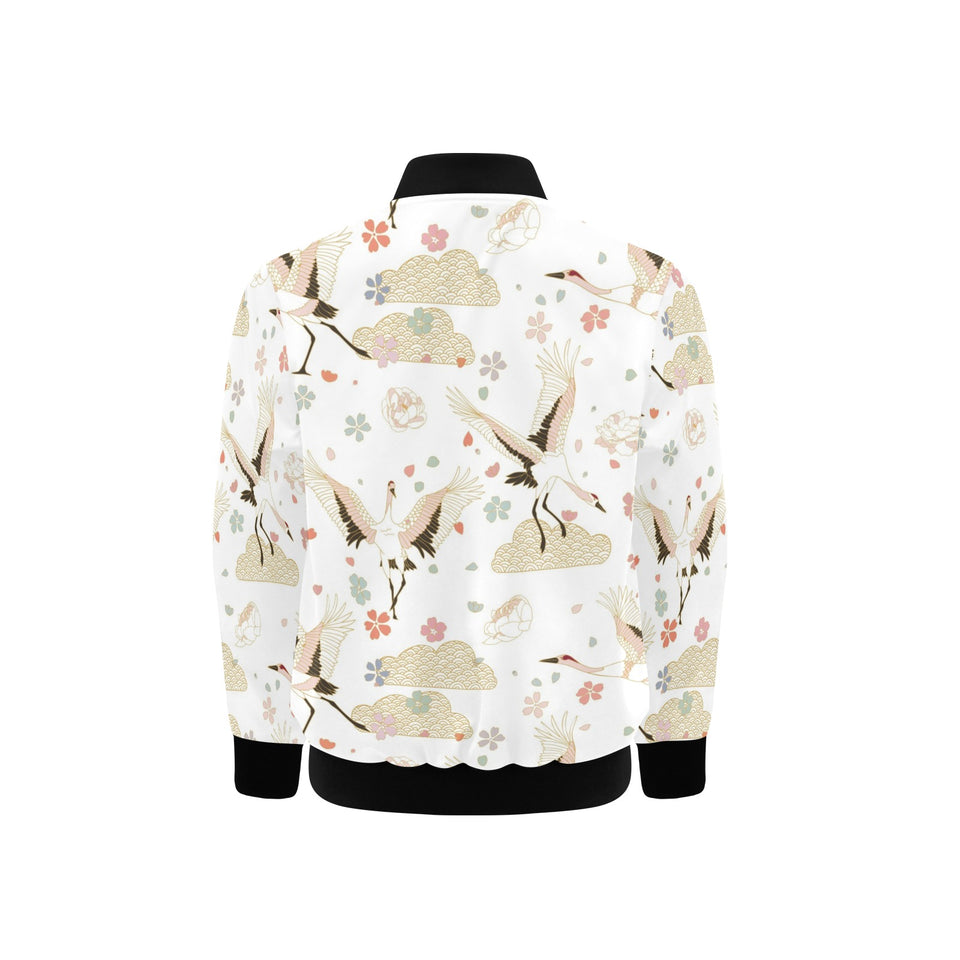 Beautiful Japanese cranes pattern Kids' Boys' Girls' Bomber Jacket