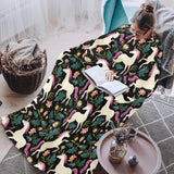 Unicorns forest background Blanket Robe with Sleeves