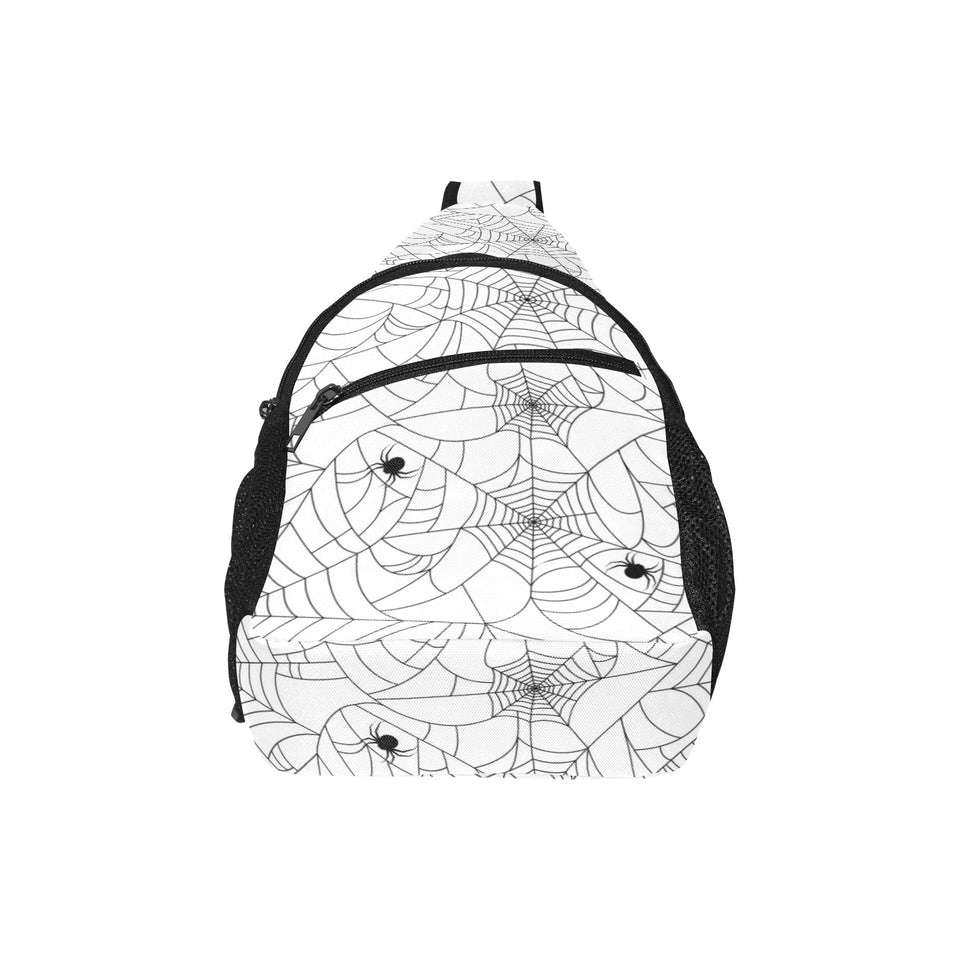 Spider web cobweb pattern white background All Over Print Chest Bag