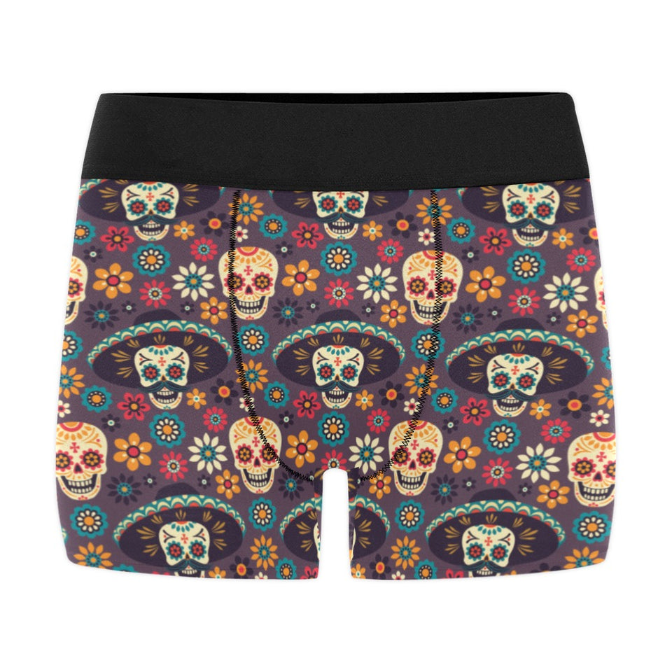 Sugar skulls flower maxican pattern Men's All Over Print Boxer Briefs Men's Underwear