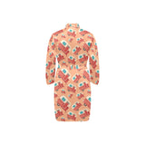 Camper Van Pattern Print Design 03 Men's Long Sleeve Belted Night Robe