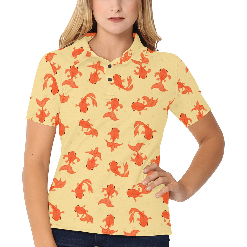 Goldfish Pattern Print Design 02 Women's All Over Print Polo Shirt