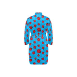 Ladybug Pattern Print Design 02 Men's Long Sleeve Belted Night Robe