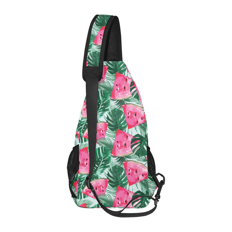 Watermelons tropical palm leaves pattern All Over Print Chest Bag