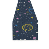 space pattern with planets, comets, constellations Table Runner