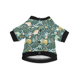 dinosaurs tropical leaves flower pattern All Over Print Pet Dog Round Neck Fuzzy Shirt