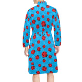Ladybug Pattern Print Design 02 Men's Long Sleeve Belted Night Robe