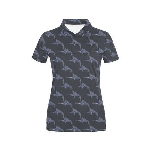Swordfish Pattern Print Design 03 Women's All Over Print Polo Shirt