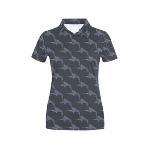 Swordfish Pattern Print Design 03 Women's All Over Print Polo Shirt