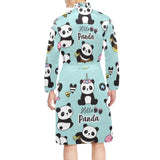 Cute baby panda pattern Men's Long Sleeve Belted Night Robe