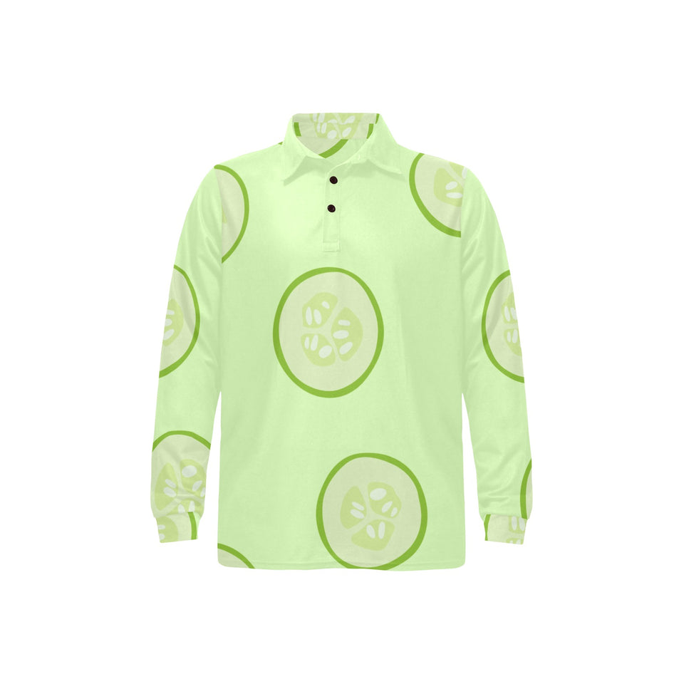 Cucumber pattern Men's Long Sleeve Polo Shirt