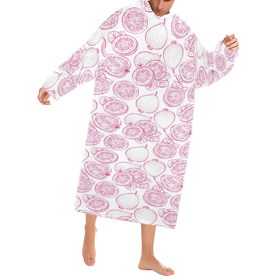 Sketch guava pattern Blanket Robe with Sleeves