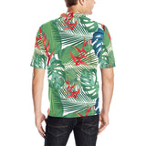 heliconia palm and monstera leaves pattern Men's All Over Print Polo Shirt