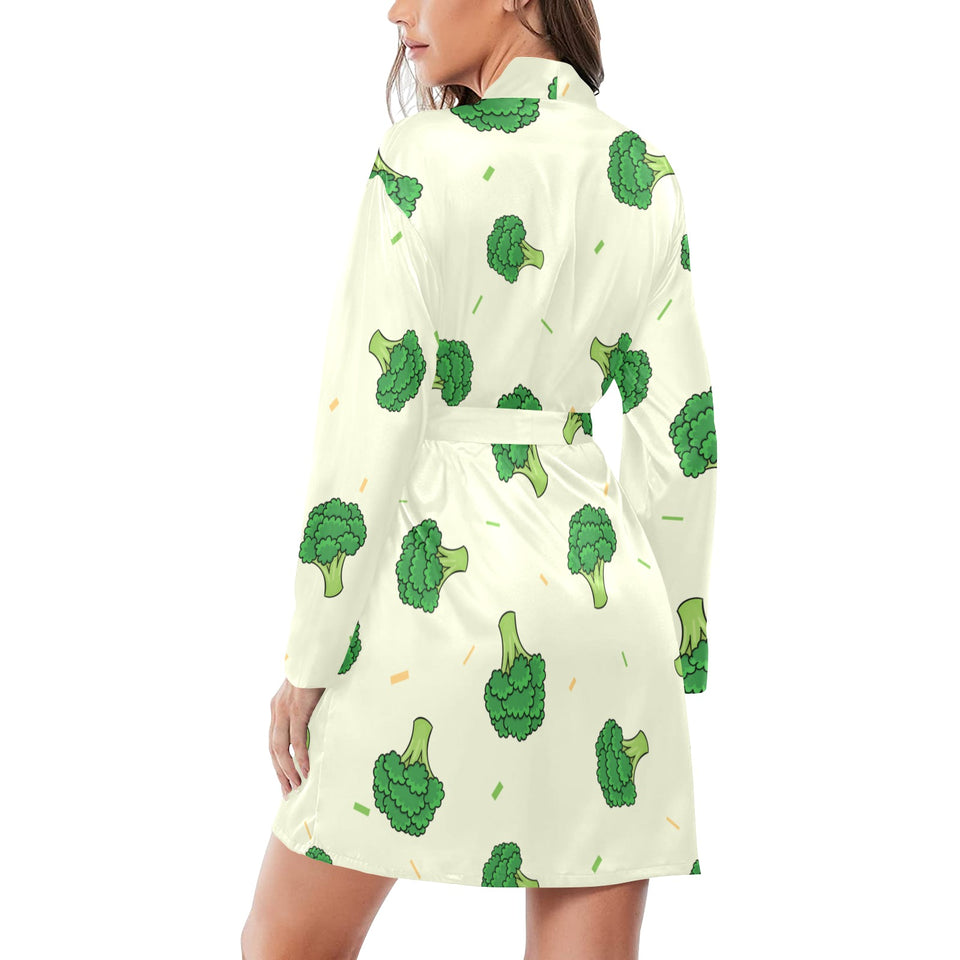 Broccoli pattern Women's Long Sleeve Belted Night Robe