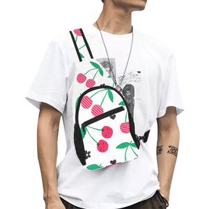 cherry pattern white background All Over Print Chest Bag