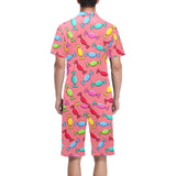 Colorful wrapped candy pattern Men's V-Neck Short Pajama Set