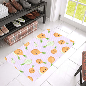 cute onions smiling faces purple background Doormat