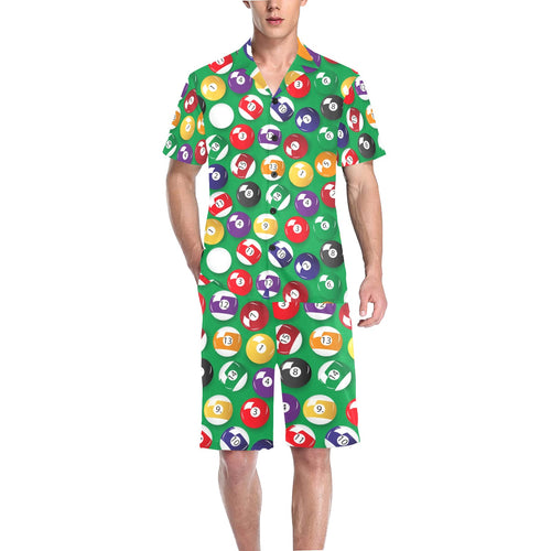 Billiard Ball Pattern Print Design 02 Men's V-Neck Short Pajama Set
