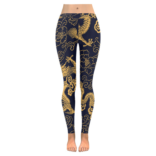 Gold dragon pattern Women's Legging Fulfilled In US
