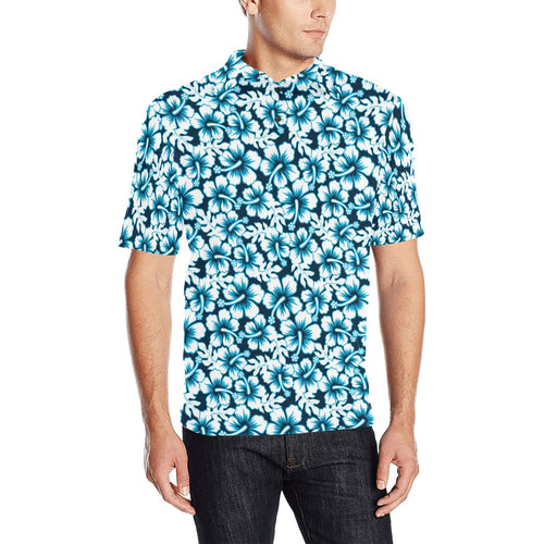 Hibiscus Pattern Print Design 04 Men's All Over Print Polo Shirt