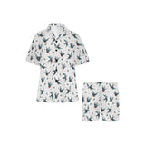 Swallow Pattern Print Design 04 Women's V-Neck Short Pajama Set