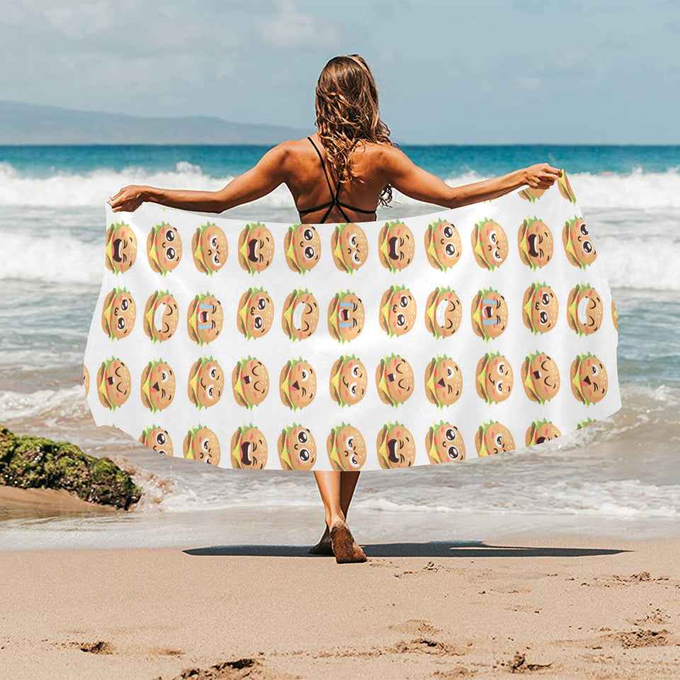 Hamburger Pattern Print Design 04 Beach Towel