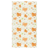 Cute brown pomeranian paw leave bone pattern Bath Towel