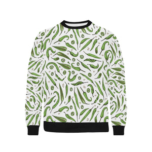 Hand drawn sketch style green Chili peppers patter Men's Crew Neck Sweatshirt