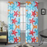 Blue red orange starfish pattern Gauze Curtain