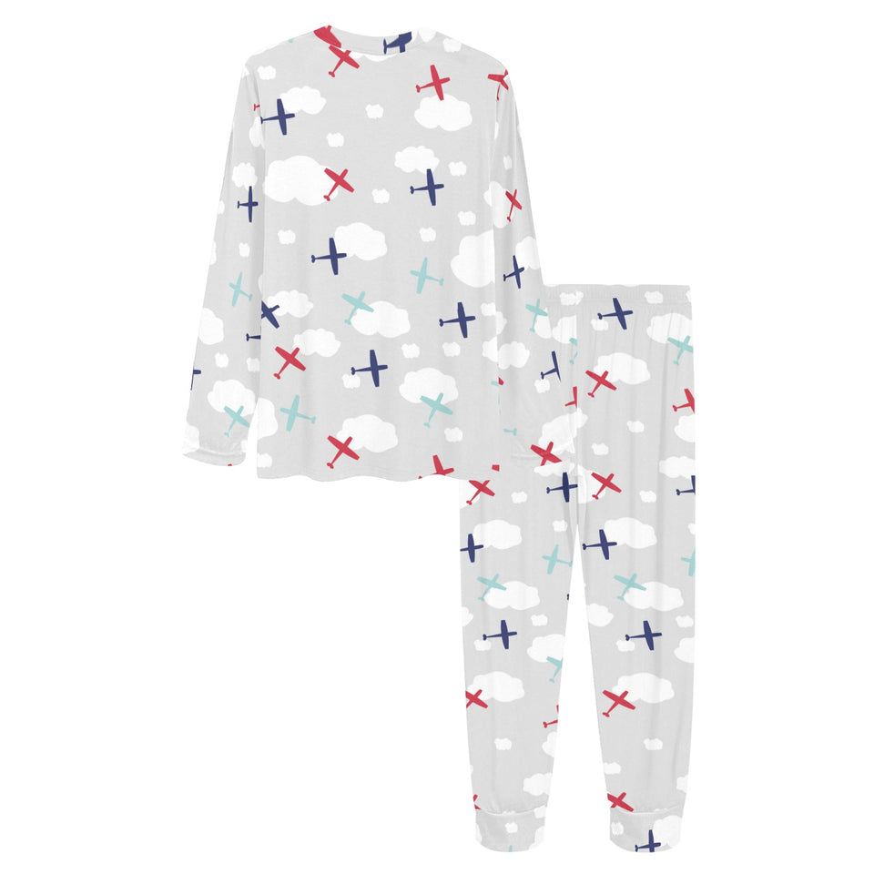 Airplane cloud grey background Women's All Over Print Pajama Set
