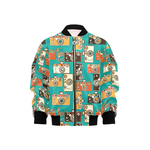 Camera Pattern Print Design 03 Kids' Boys' Girls' Bomber Jacket