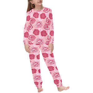Rose Pattern Print Design 02 Kids' Boys' Girls' All Over Print Pajama Set