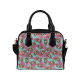 Beagle muzzles turquoise paint splashes pink patte Shoulder Handbag