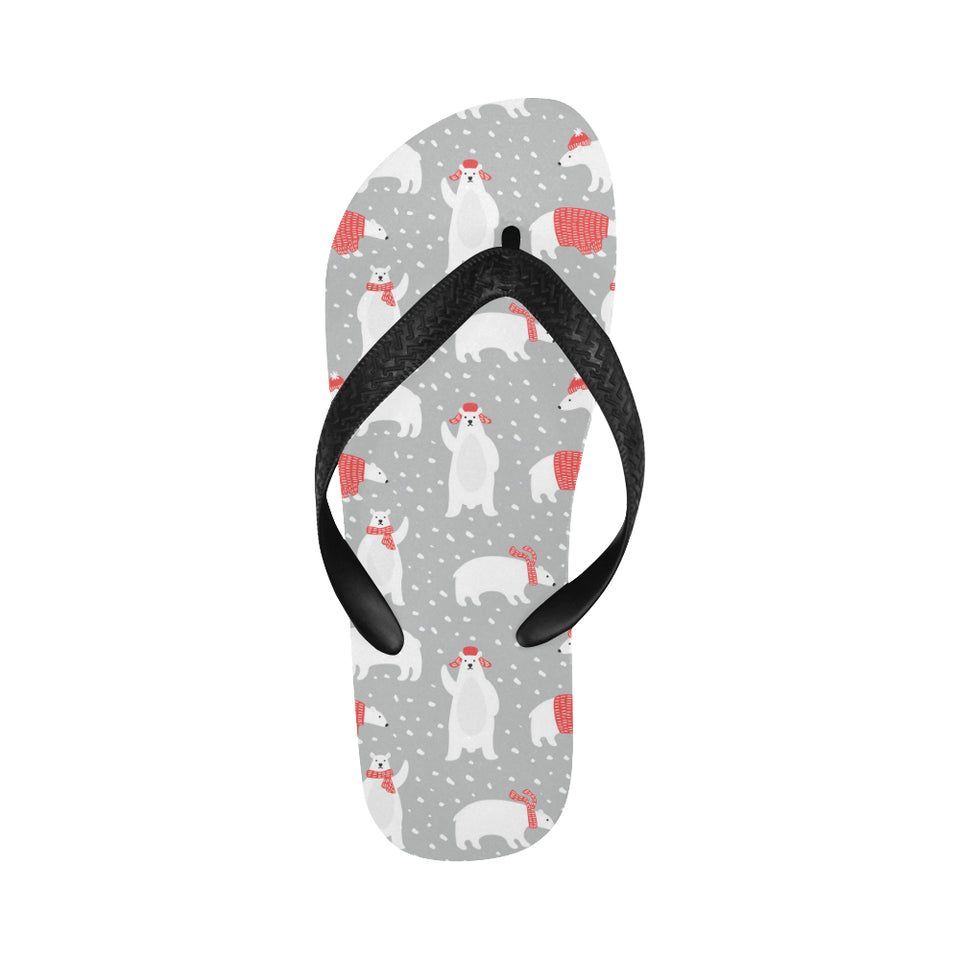 Cute polar bear christmas snow pattern Unisex Flip Flops