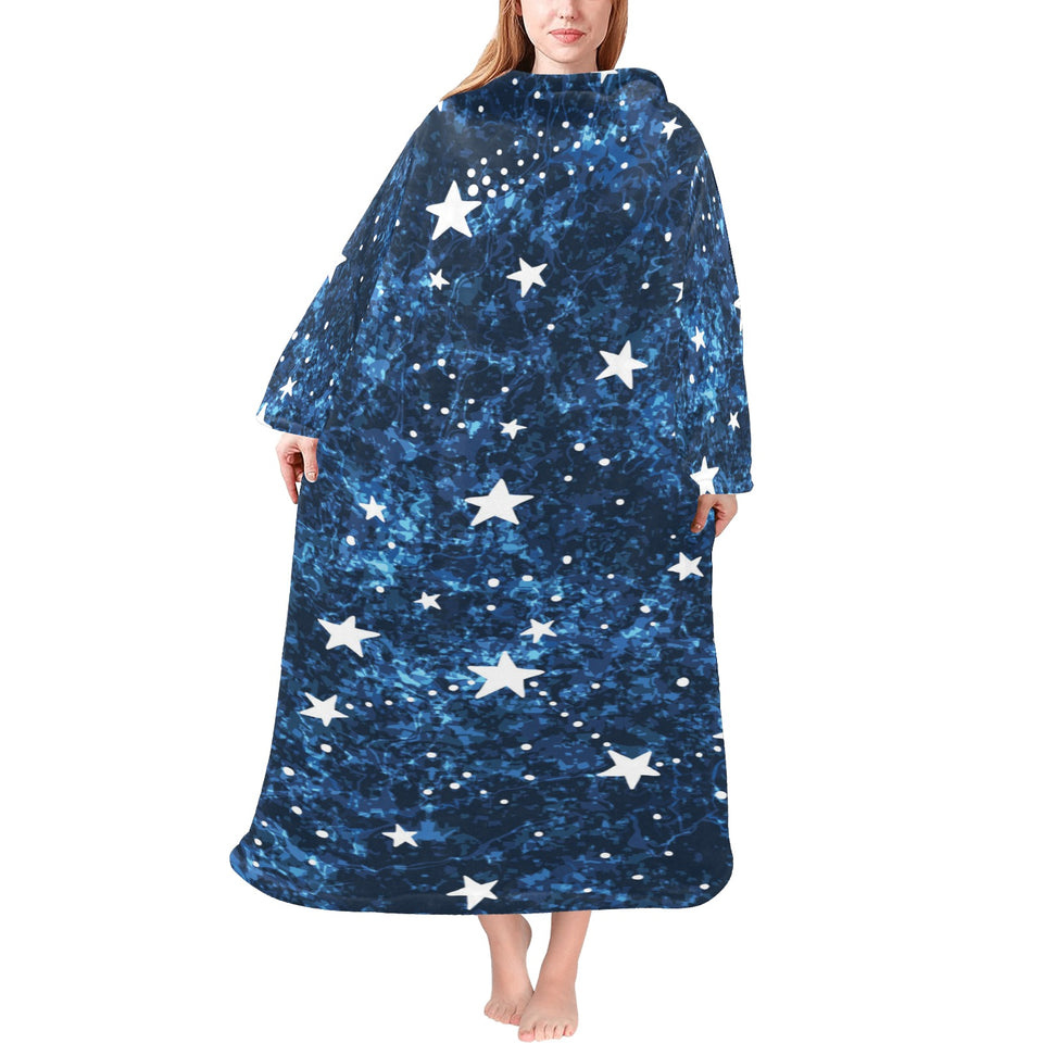 Night sky star pattern Blanket Robe with Sleeves