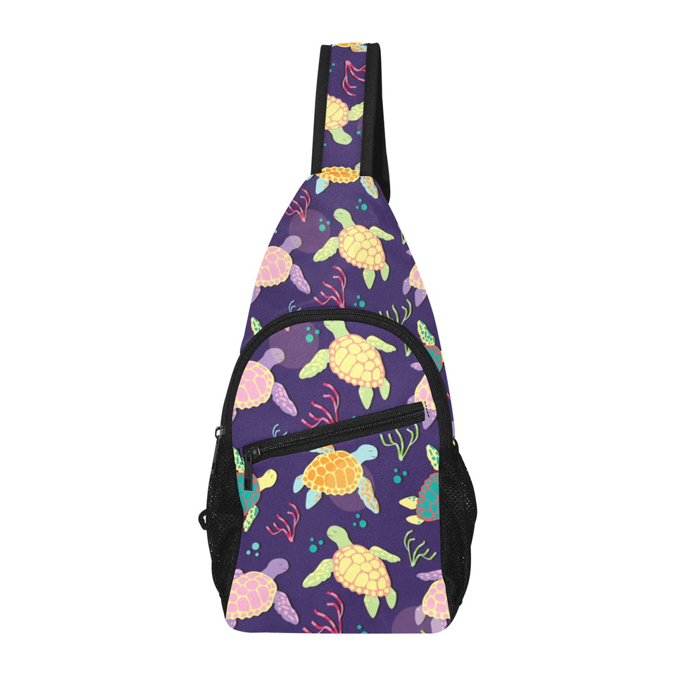 Colorful sea turtle pattern All Over Print Chest Bag