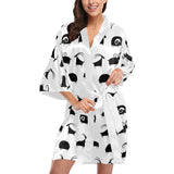 Goat ram pattern Women's Short Kimono Robe